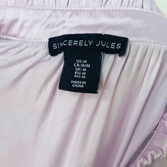 SINCERELY JULES Women’s Lavender Ruffle Smocked Hem Blouse Medium Romantic Boho - Picture 8 of 9